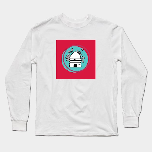 bees hive and flowers Long Sleeve T-Shirt by livmilano